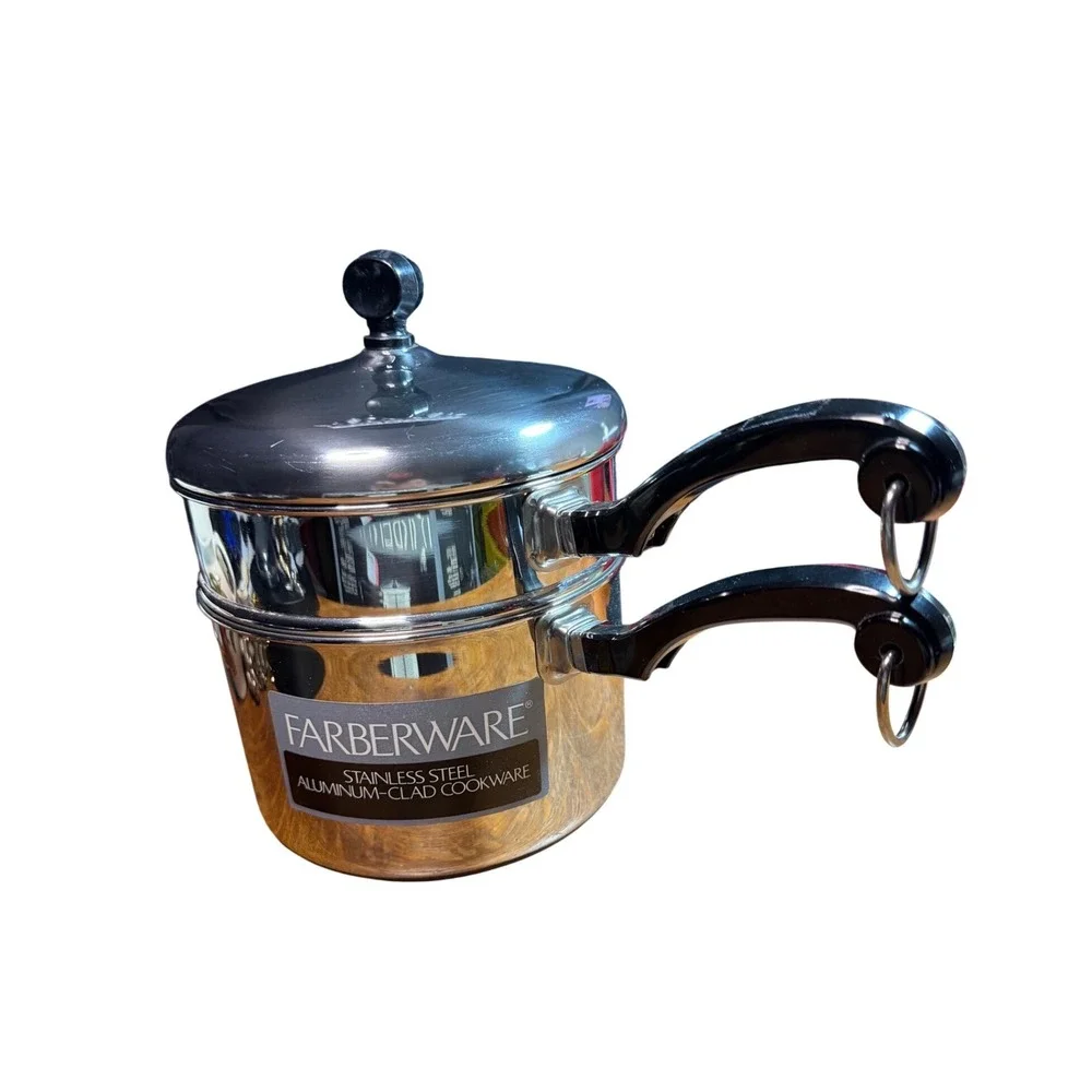 Farberware 2 QT Stainless Steel Covered Double Boiler Aluminum Clad Bottom NIB